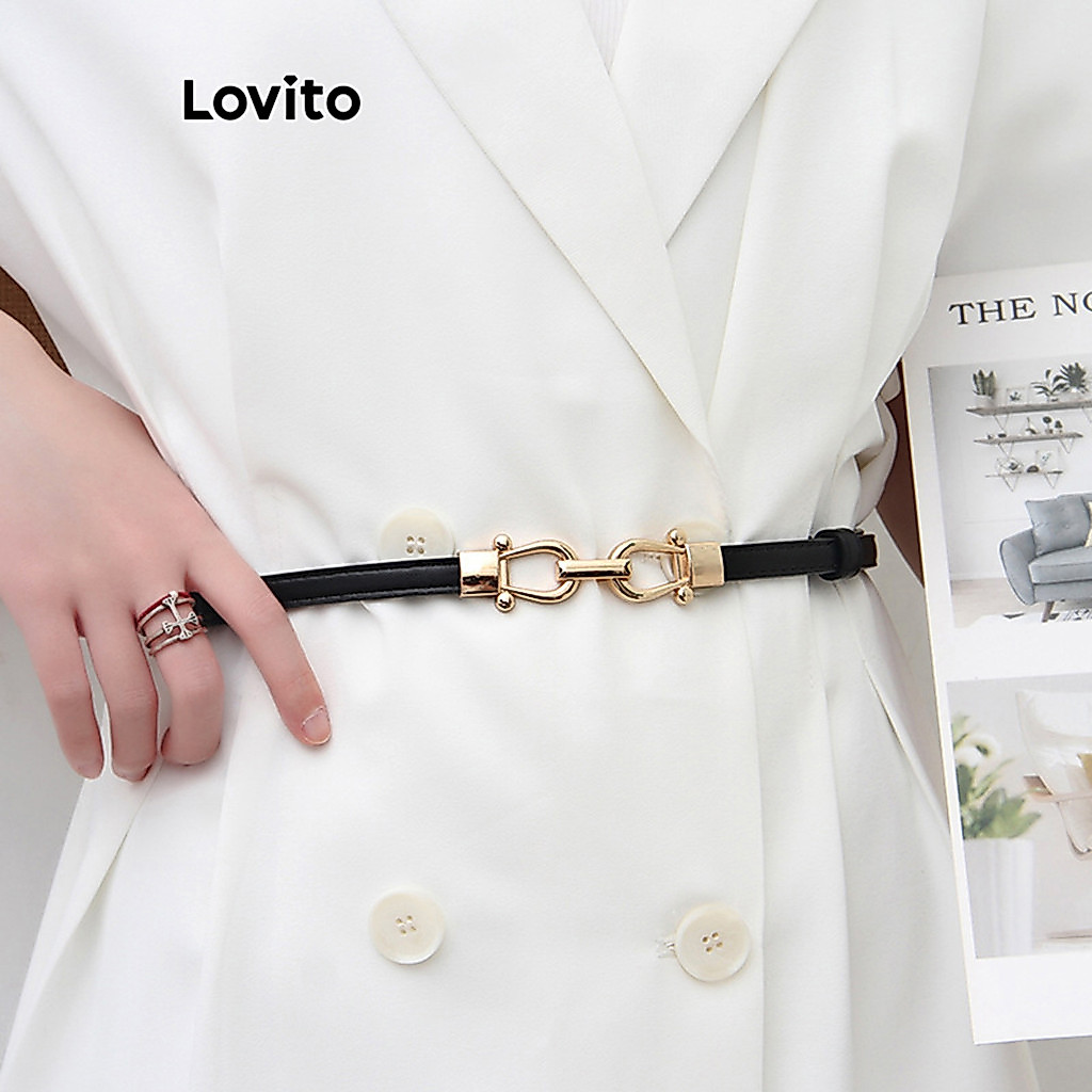 Lovito Elegante Nacional Cinto Básico Para Mulheres L69AD040 (Preto)