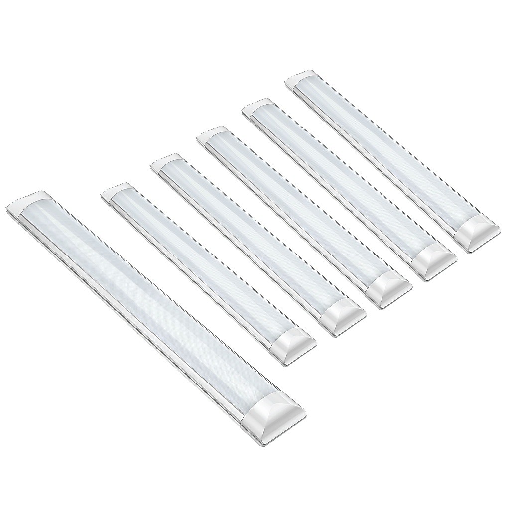 kit 6un 18w Luminaria slim Linear Led 60cm branco/ amarelo/ neutro calha Tubular