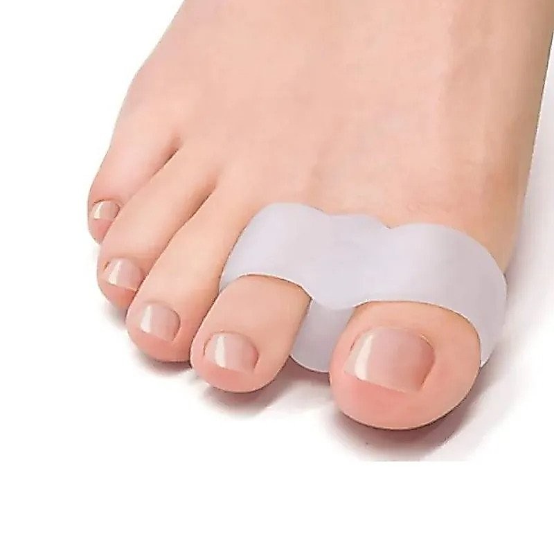 2 Pçs = 1 Par De Silicone Dois Buracos Separador De Dedo Do Pé Gel Protetor Joanete Ortopédico Hálux Valgus Guarda Alisa