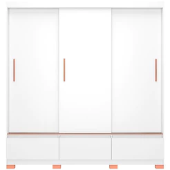 Guarda Roupa Casal Monza 3 Portas de Correr 3 Gavetas Bartira