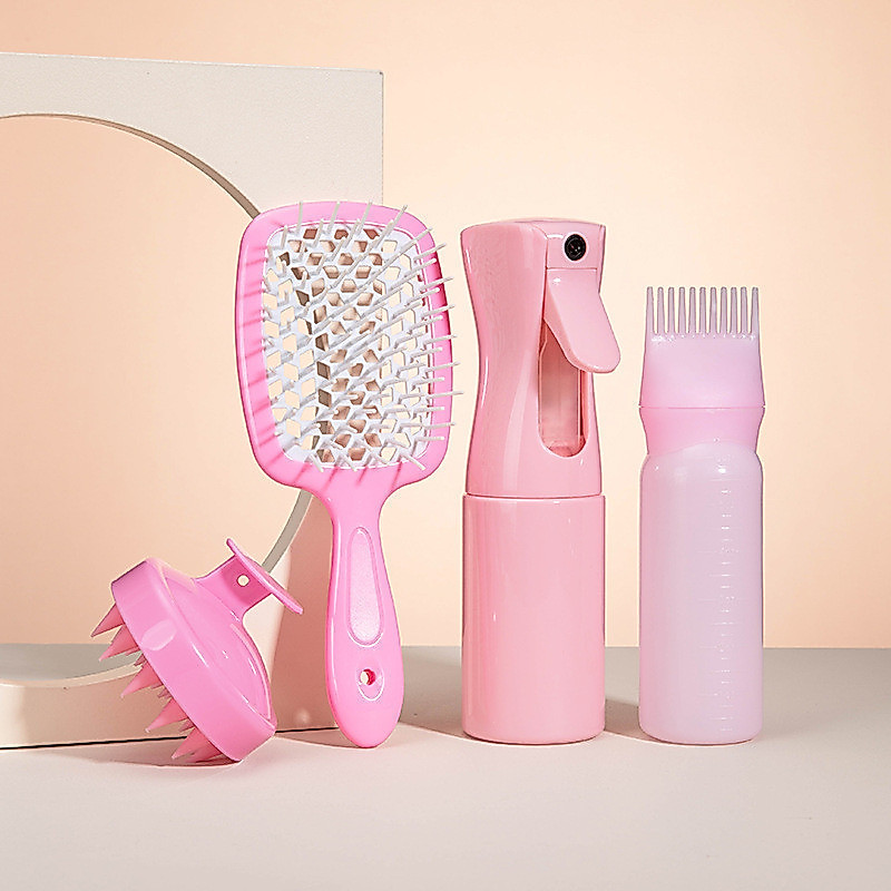 Conjunto De Cuidados Capilares De 4 Peças Pente De Cabelo + Frasco De Spray De Alta Pressão De 200 ML