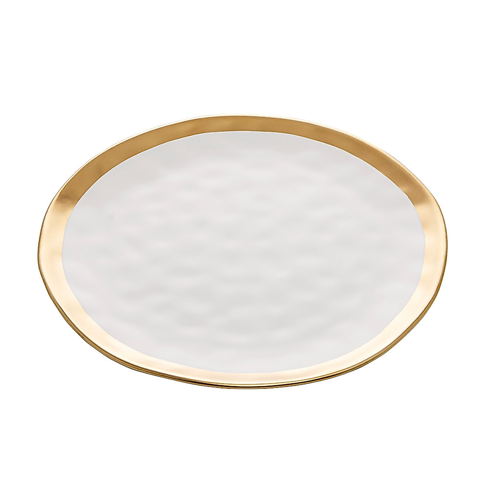Prato Raso De Porcelana Branco E Dourado 25cm Dubai Wolff — imagem 2 de 2