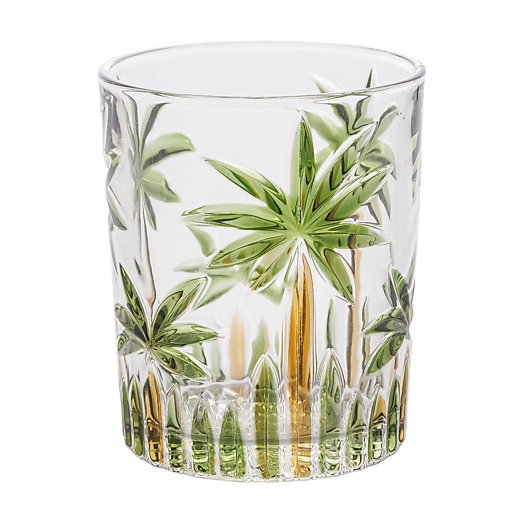 Jogo de Copos de Vidro 6 Copo Baixo Palm Tree Handpaint 340ml Cristal - Wolff · foto 2