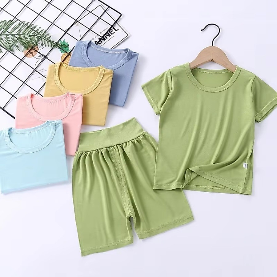 Primavera Verão Bebê Meninas Roupas Pijamas Conjuntos Crianças Menino Modal Homewear Nightwear Interiores Terno