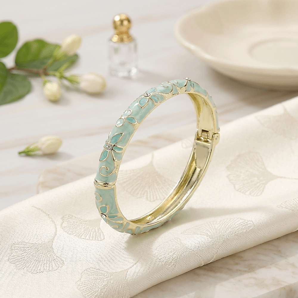 Pulseira Esmaltada TWINKLEO , Clássica Elegante Com Esmalte Caído Cloisonne Retrô Oca — imagem 2 de 2