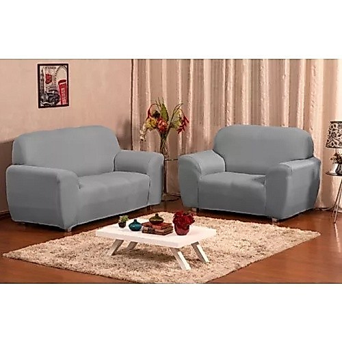 Kit Capa Sofá 2 e 3 Lugares Coladinha Lisa Ajustável Elástica Proteção Completa Grande Ajusta bem — imagem 2 de 2