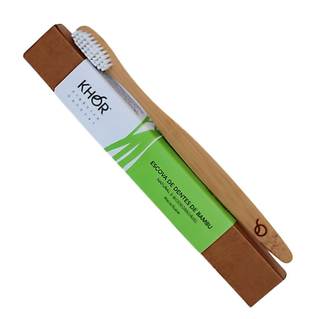 Escova De Dentes De Bambu Khor Sustentável Natural Biodegradável Higiene Bucal Ecológica