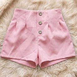Short Infantil Feminino Alfaiataria Cintura Alta Verão