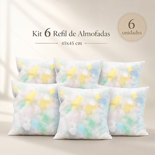 Kit 6 Almofadas Sofá Enchimento de Espuma Refil Almofada Espuma 45x45cm - ENVIO FULL