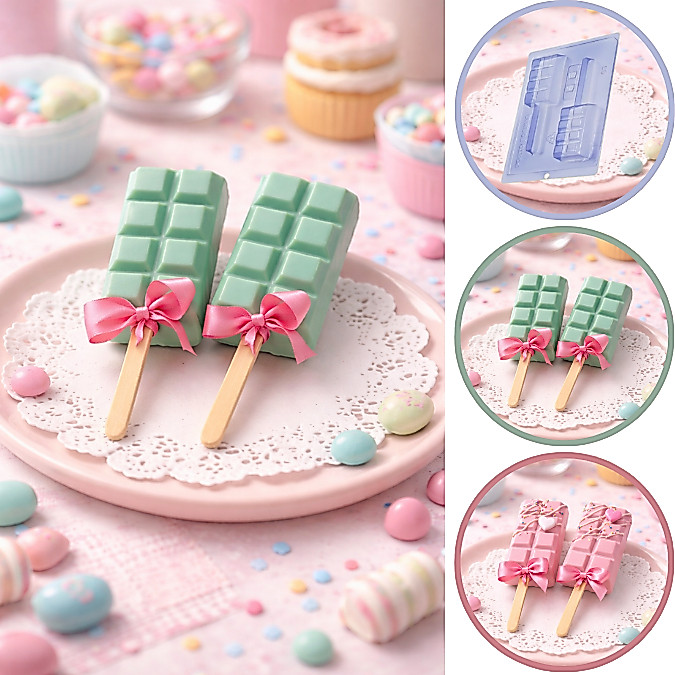 1~5 Forma Tablete No Palito Silicone Porto Especial 3 Partes (CHOCO)