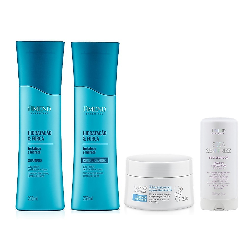 Amend Kit Hidratação e Força Sh. e Cond. + Science Máscara Hidratante + Leave-in Seca Sem Frizz
