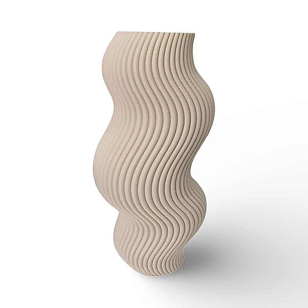 Vaso Ondas Decorativo 3D Moderno - Várias Cores - Para Plantas Artificiais