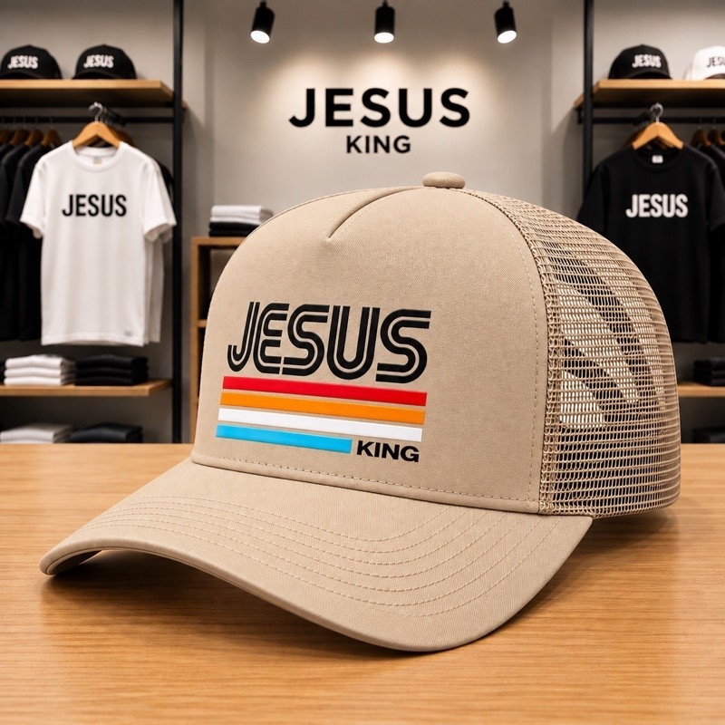 Boné de telinha estampado JESUS king lançamento confortável respirável