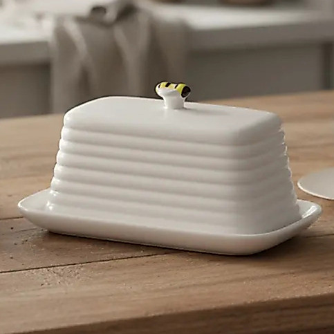 Manteigueira De Porcelana Abelha Bee Hauskraft 17cm