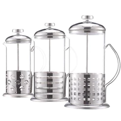 Cafeteira Prensa Francesa Gourmet Em Vidro E Aço Inox 350ml Café Profissional Prata Alta Qualidade