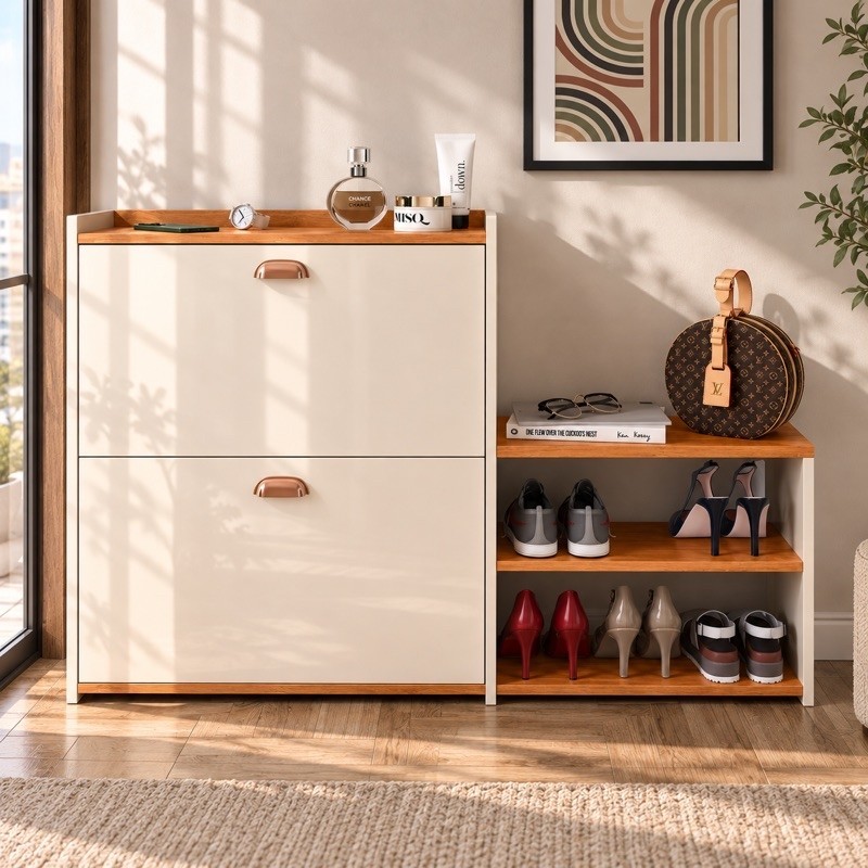 Sapateira Milano Clset Organizadora com Banco ou sem 2 Portas Basculantes Hall de Entrada / Quarto Closet Milano