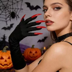 luva manga longa com garra unha vermelha monstro bruxa acessório para festa fantasia cosplay halloween