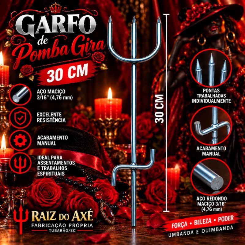 Garfo de Exu ou Pombo Gira ou Jogo de Ponteiras ARTESANAL 30cm Umbanda e Candomblé — imagem 2 de 2