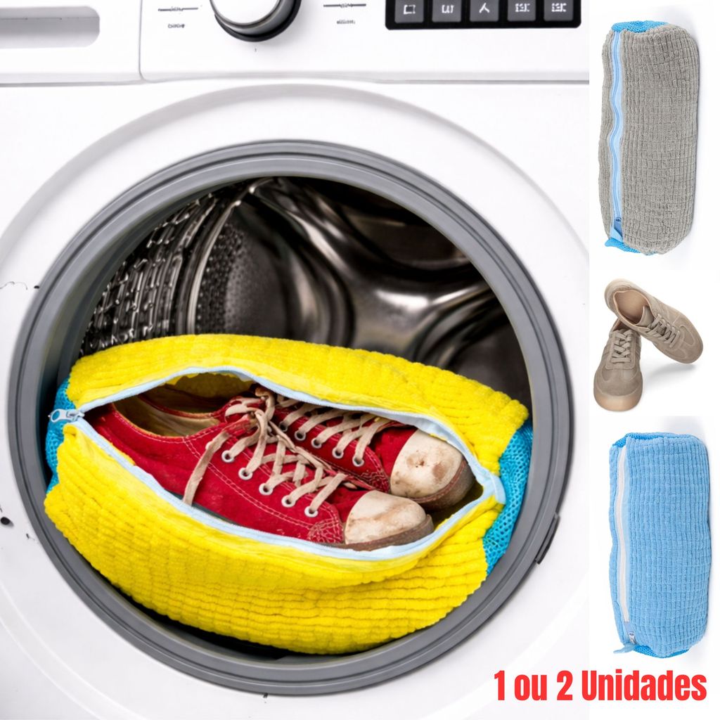 Sacos Para Lavar Tênis Na Máquina 1 ou Kit  2 Unidades Lava Sapato e Calçados Bolsa E Saco De Lavagem Com Zíper Proteção