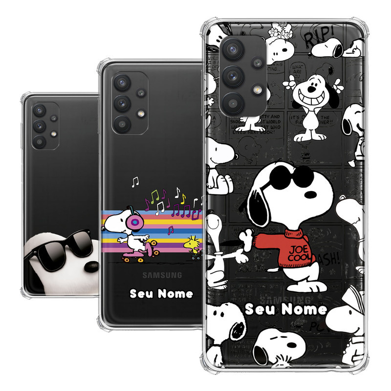 Capa para Samsung Galaxy A32 5G Coleção Snoopy e Charlie Brown e Woodstock