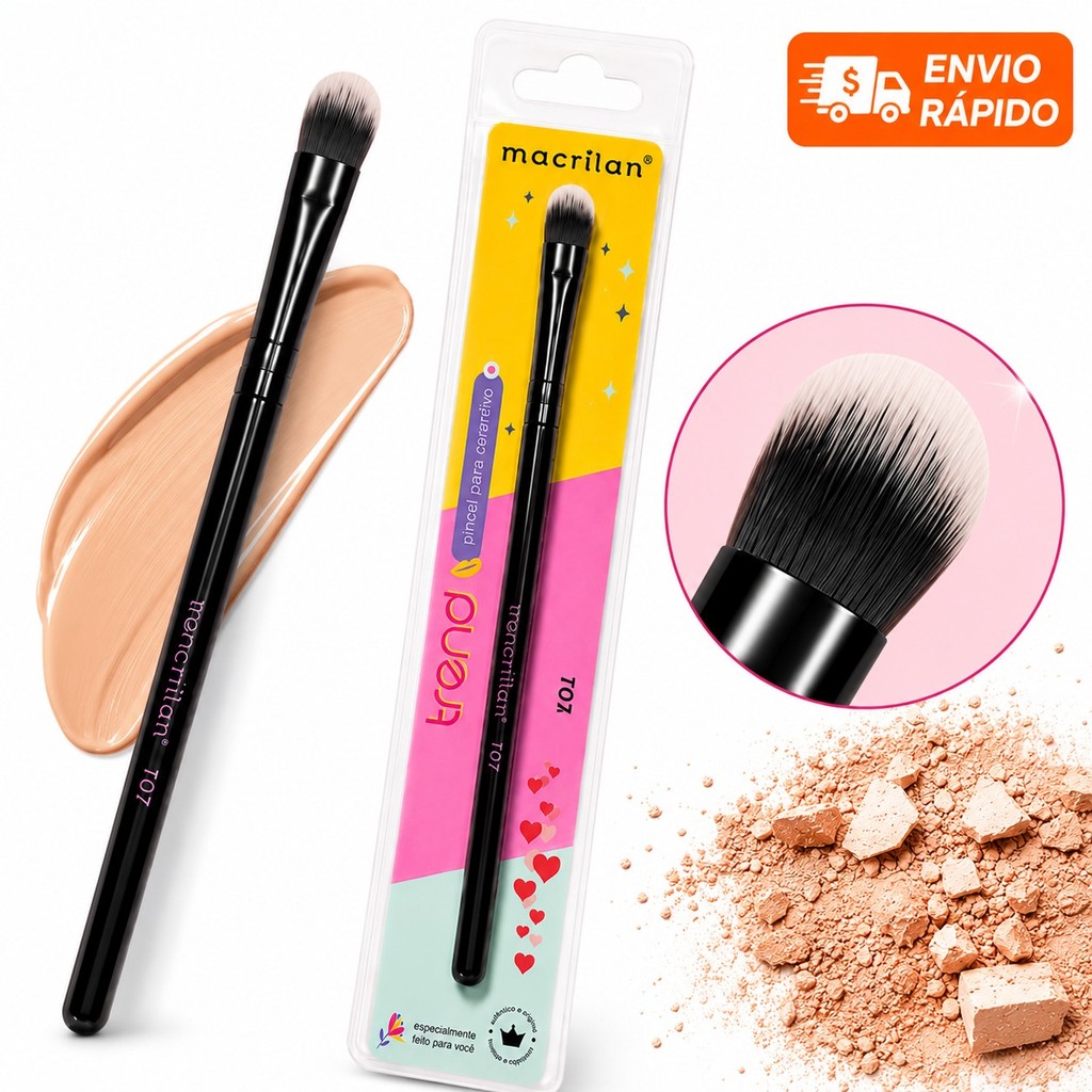 Pincel Para Corretivo Macrilan, lingua de gato T07 Profissional Maquiagem  Linha Trend