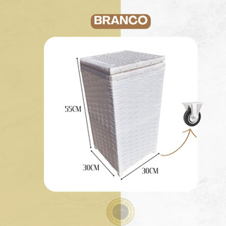 Cesto de Roupa Suja Roupeiro C/Rodinhas Organizador Fibra Sintética quarto banheiro montado 30x30x55