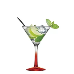 Taça de Vidro Haste Vermelha Martini para Drink 225ml - Ruvolo