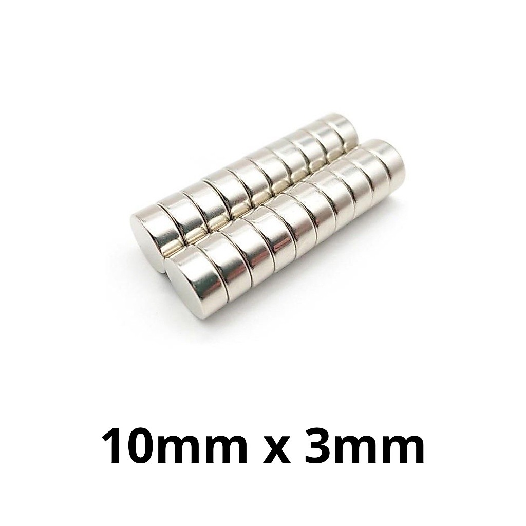 Kit 10 Peças Imã Neodímio Potente Disco Magnético N35 10x3 mm Pastilha Redondo Pequeno Super Forte