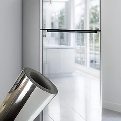 Vinil Adesivo Prata Cromado Semi Espelhado para Móveis Mesa e Geladeira Impermeavel
