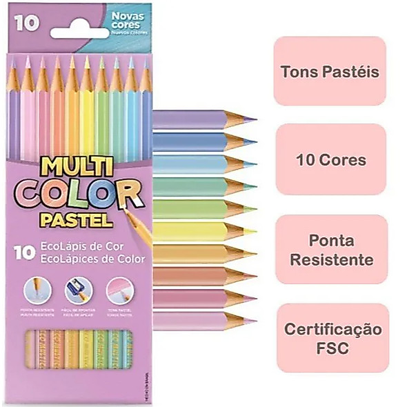Lápis De Cor Ecolápis Tons Pastel 10 Cores