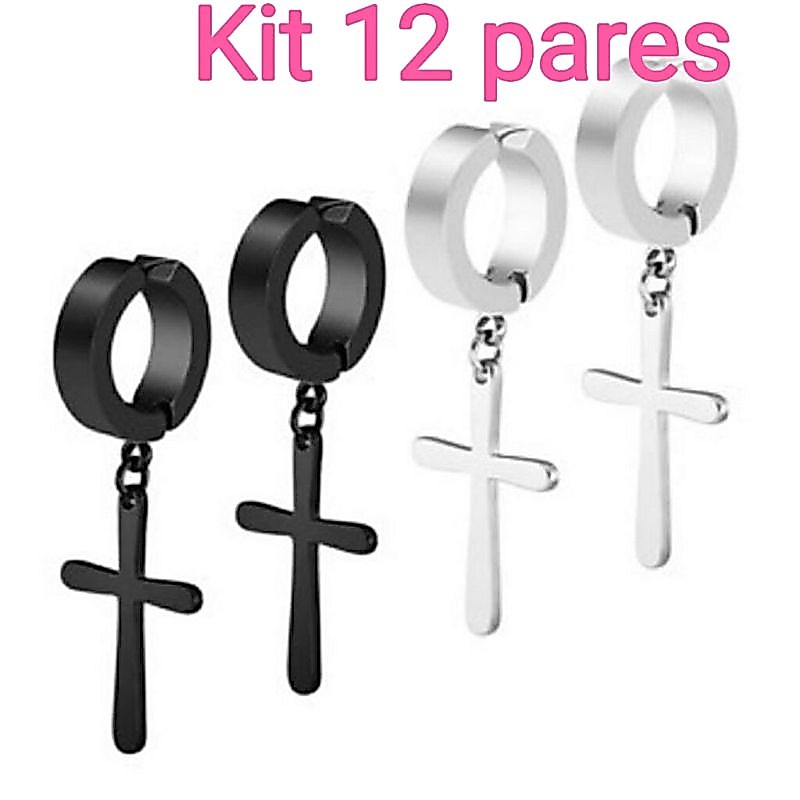 KIT COM 12 pares de Brincos de Pressão Masculino feminino brinco de Aço Inoxidável