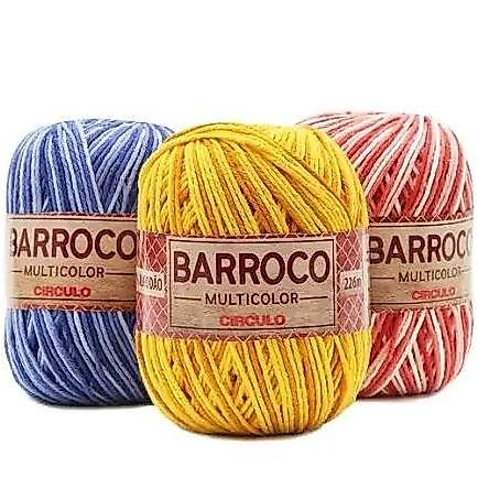Novelo Barbante fio Linha Barroco Multicolor  Flores 200G  - Circulo