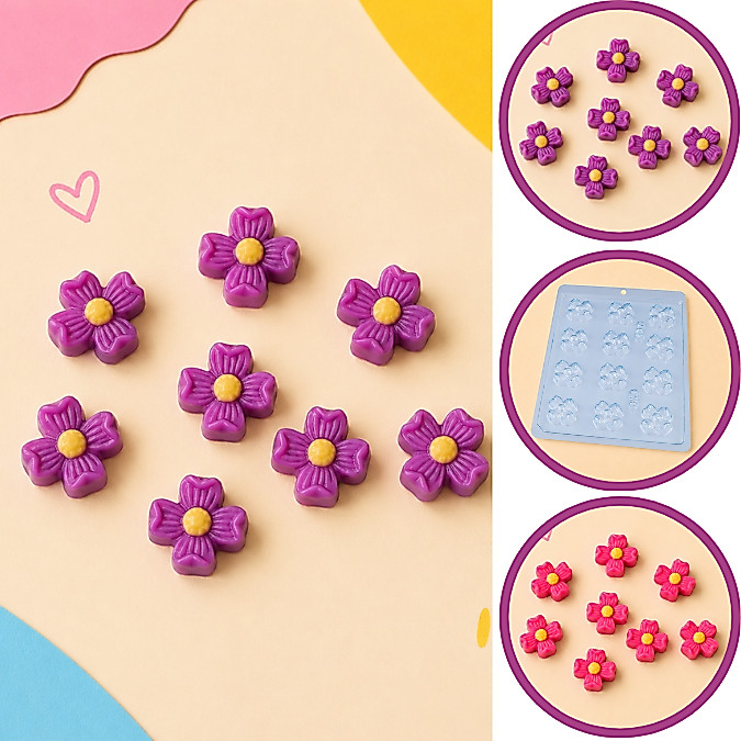 1~10 FORMA SIMPLES BOMBOM FLOR 4 PÉTALAS 407 (B2) ACETATO BWB - CONFEITARIA E CHOCOLATERIA. (CHOCO)