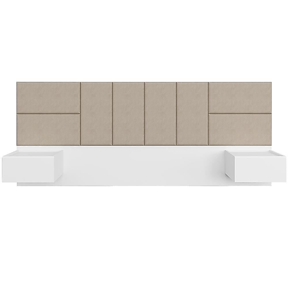 Cabeceira Suspensa Cama Casal Com Led Malibu Bran/bege - M. Arapongas