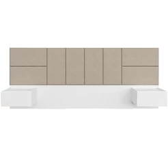 Cabeceira Suspensa Cama Casal Com Led Malibu Bran/bege - M. Arapongas
