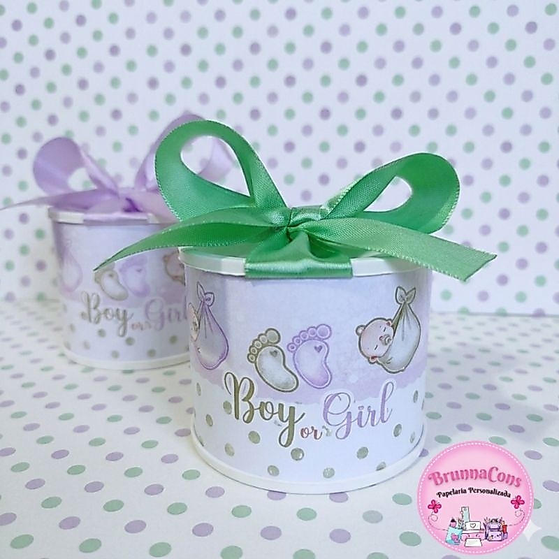 Tubolatas Personalizadas 5x6 CHA REVELAÇÃO VERDE e LILÁS Lembrancinha Maternidade/Festa Infantil-DIVERSOS TEMAS