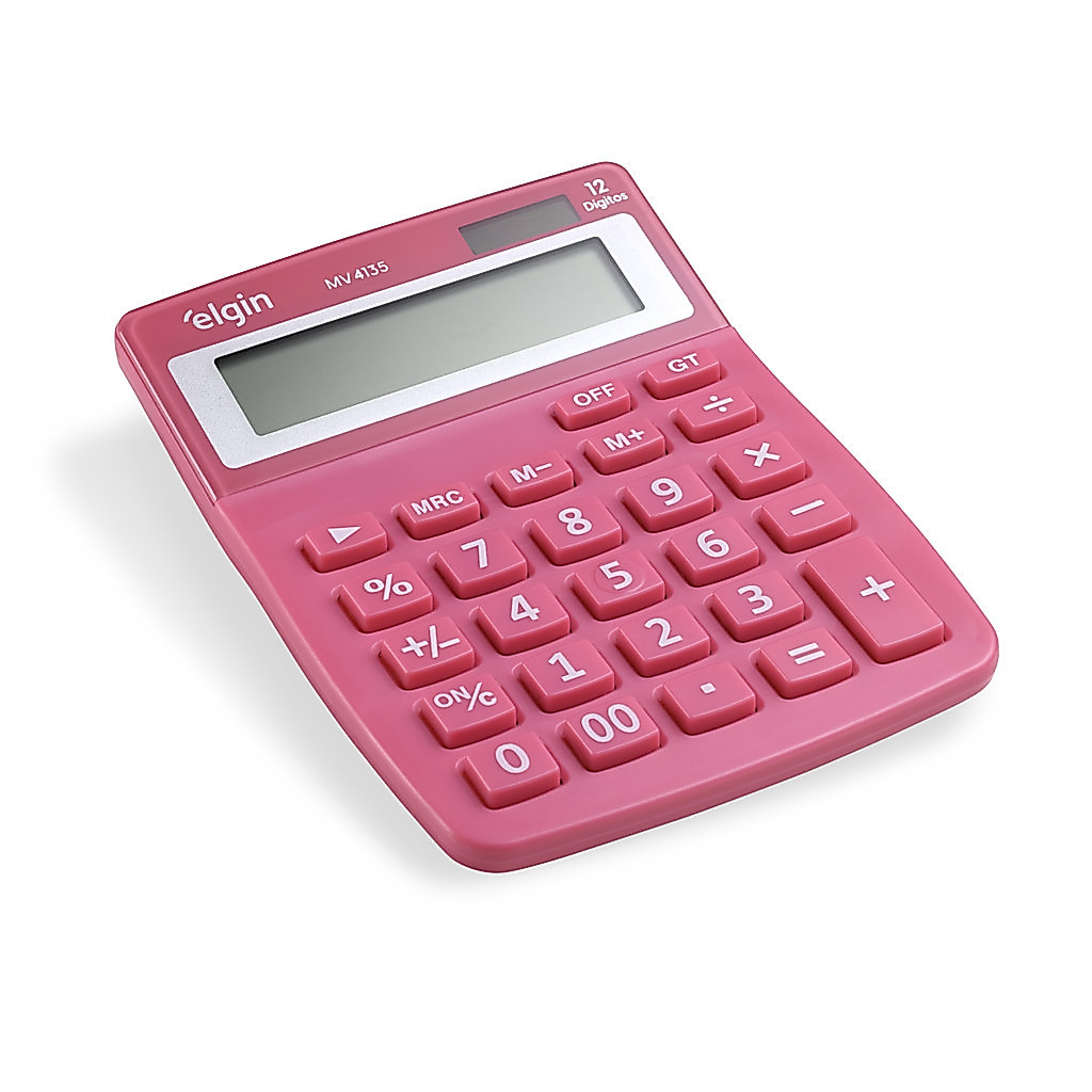 CALCULADORA MV 4135 ROSA VISOR 12 DIG. DISPLAY LCD ELGIN