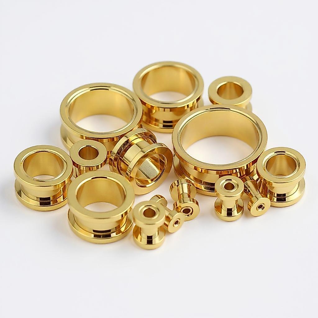 1 Unid Alargador Túnel Dourado Aço 30mm Ao 40m