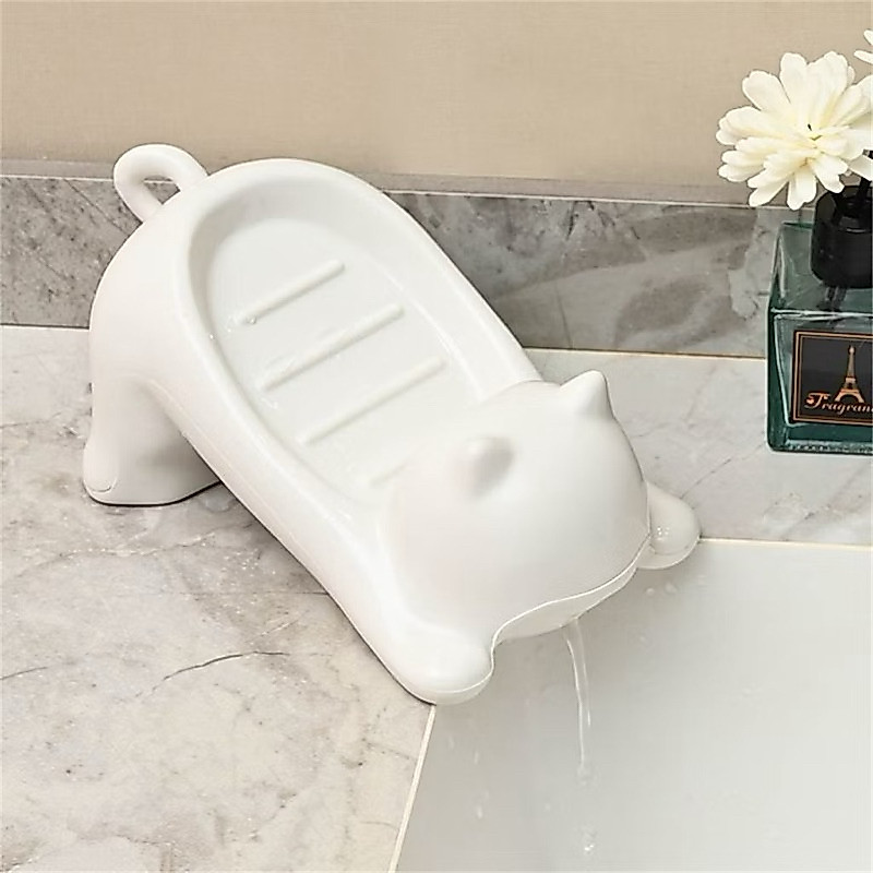 Saboneteira Porta Sabonete Gato Gatinho Banheiro Lavabo Pia Box Mesa Bancada Antiderrapante Drenagem