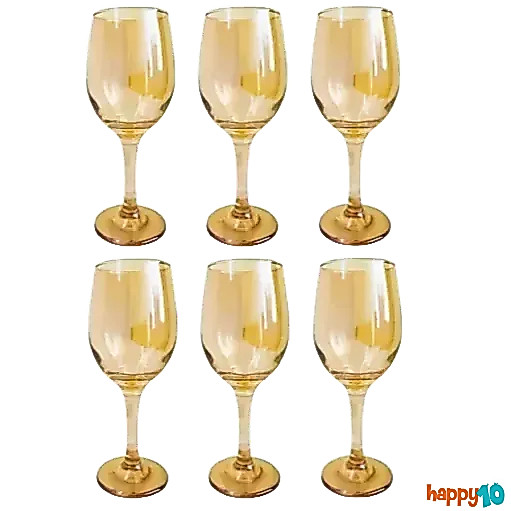 Kit 6 Taças de Vidro Âmbar 330ml Jogo Mesa Posta Jantar Bar Restaurante Festa Presente Casamento