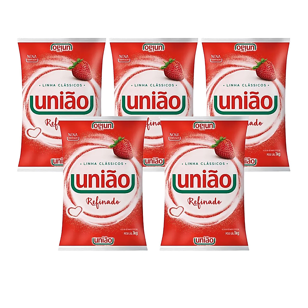 Açúcar Refinado União 1kg - 5 Unidades