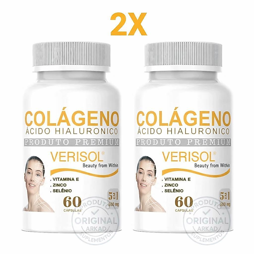 Kit 2 Colágeno Hidrolisado Verisol Premium Original com Vitamina C - 120 Cápsulas - Arkad Suplementos - Envio Rápido