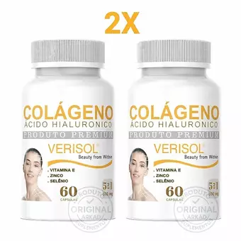 Kit 2 Colágeno Hidrolisado Verisol Premium Original com Vitamina C - 120 Cápsulas - Arkad Suplementos - Envio Rápido