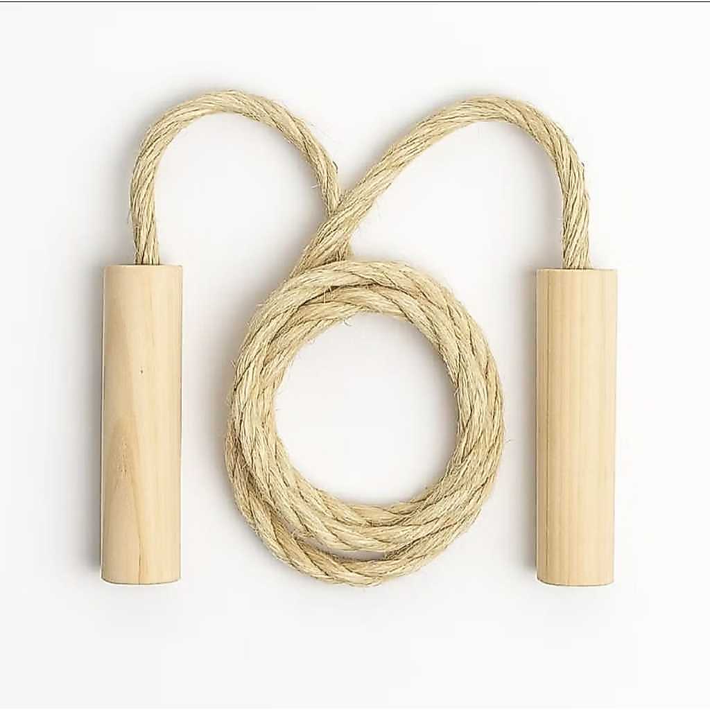 Kit 30 Pula Corda Infantil Atacado Cabo Madeira Sisal Brinquedo Tradicional Lembrancinha Festa Prenda Escolar 1,5 metros