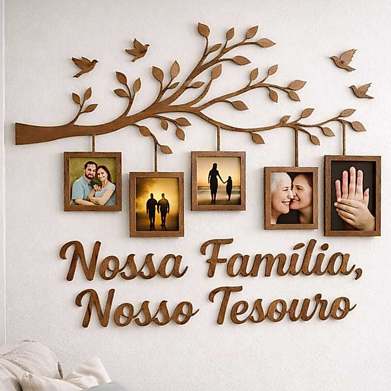 Quadro Porta Retato Parede Marrom Preto  Decoração Sala Quarto Familia Moldura Foto Frase