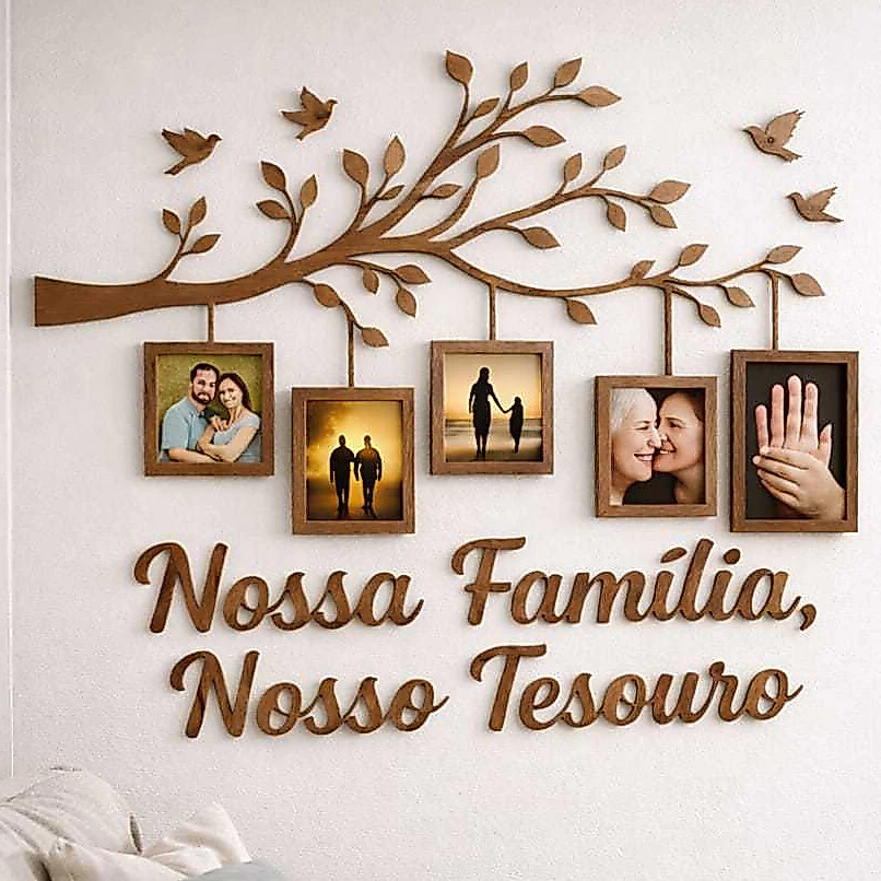 Quadro Porta Retato Parede Marrom Preto Decoração Sala Quarto Familia Moldura Foto Frase — imagem 1