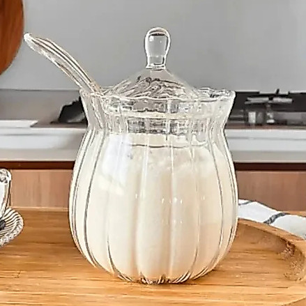 Imagem Açucareiro Lotus Vidro Com Colher Borossilicato 350ml Hauskraft