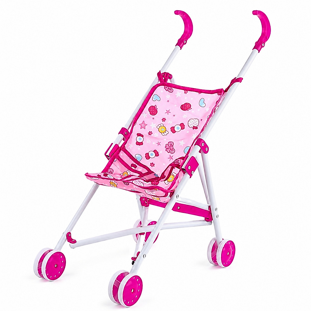 Carrinho De Boneca Rosa Infantil Dobrável Menina Castela