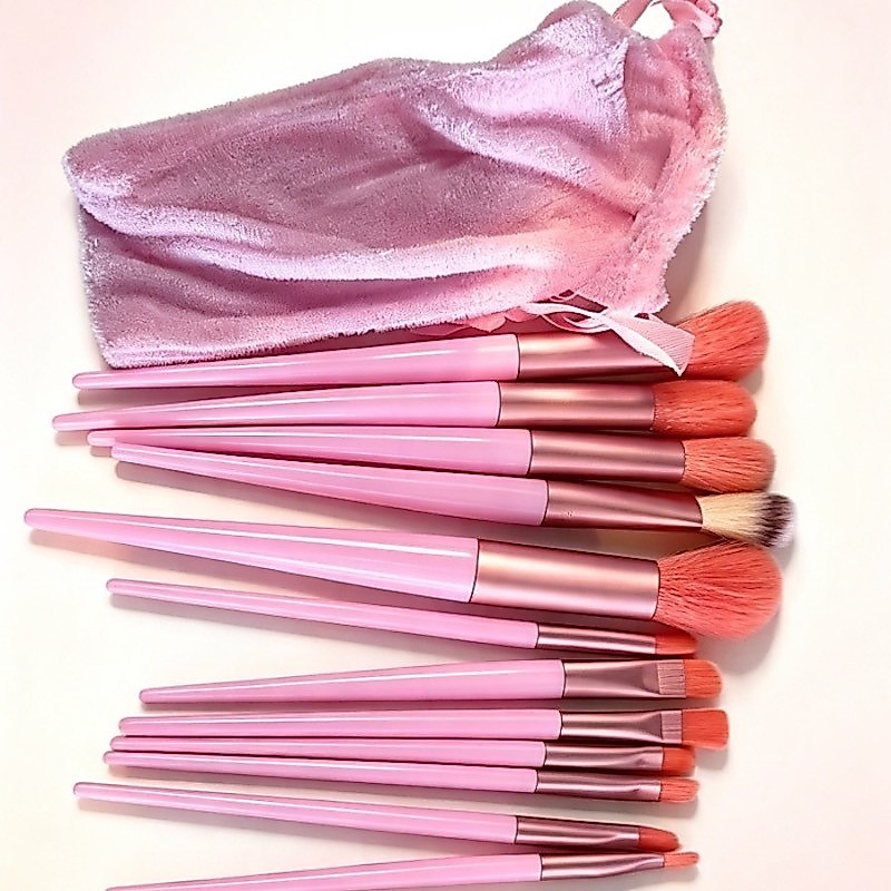 Conjunto 13 pincéis verdes com bolsa de veludo, cerdas macias para maquiagem completa