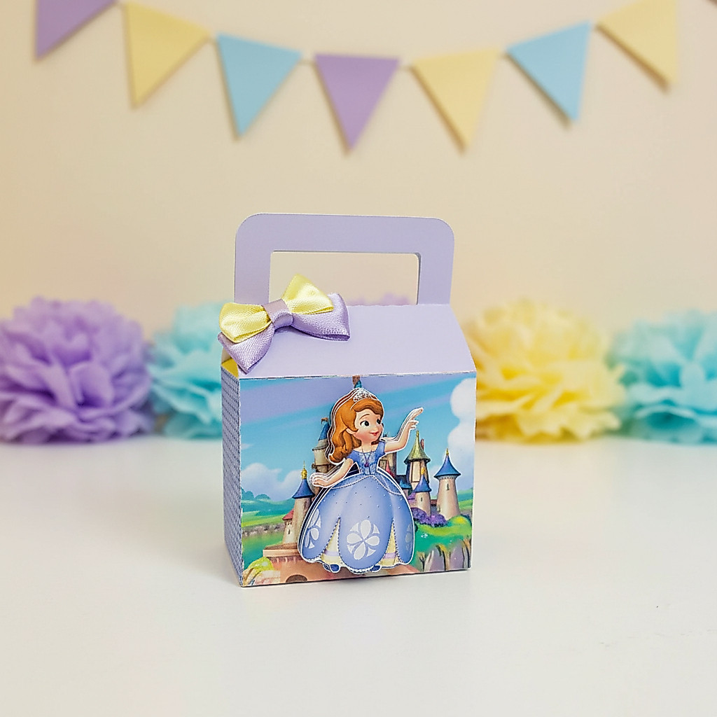 Kit Festa Infantil Personalizado Princesa Sofia Lembrancinhas Caixas Com Nome e Idade